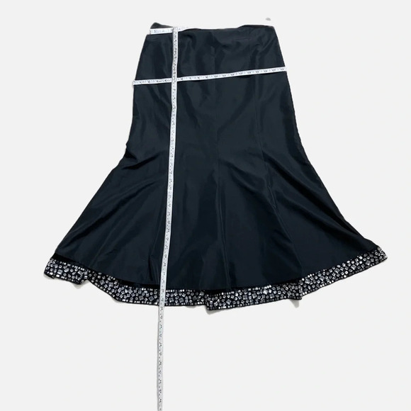 Spanner Midi Maxi Skirt Bedazzled Crystal Hemline Size 6 Black Sequins Tulip New - Picture 7 of 8